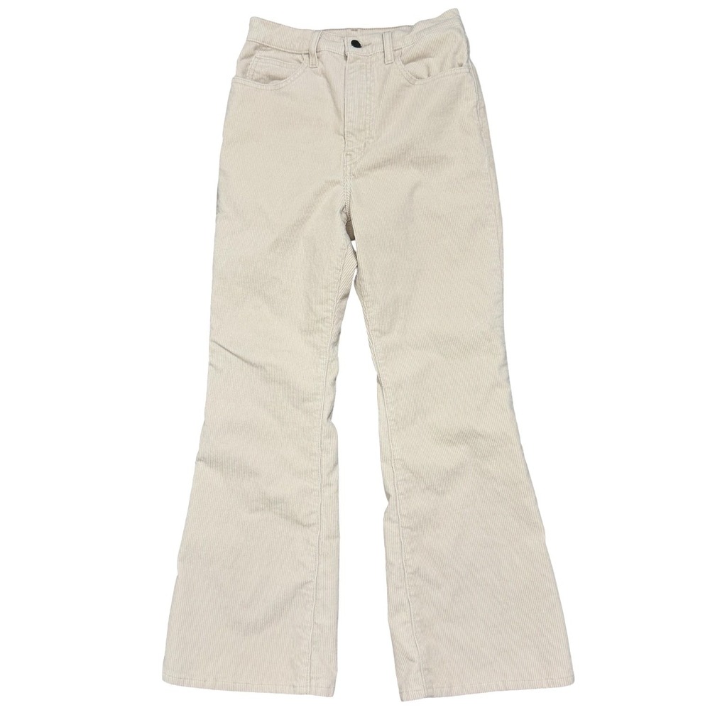 Levis Premium 70s High Flare Corduroy Pants Cream Bohemian Retro Women's Size 27